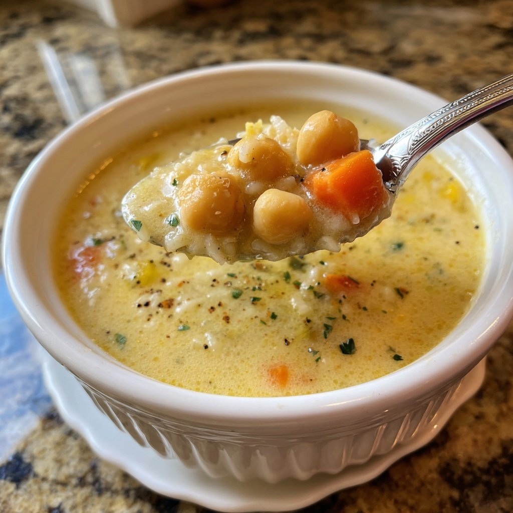 Creamy Lemon Chickpea Rice Soup