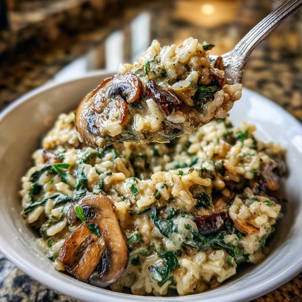 Creamy Mushroom Spinach Rice